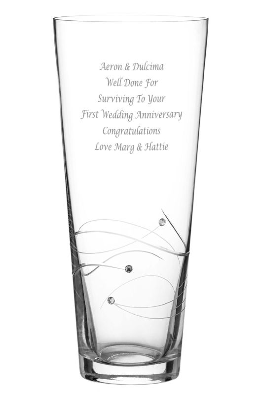 Personalised 30cm Diamante Vase | Conical Spiral Motif with Swarovski Elements