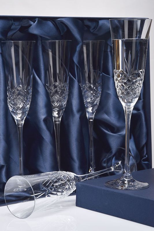 Blenheim Crystal Champagne Flutes, Set of 6
