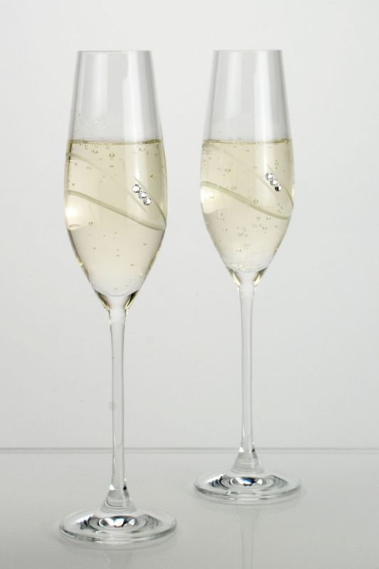 Pair of Wedding Ring Champagne Flutes - Gift Boxed