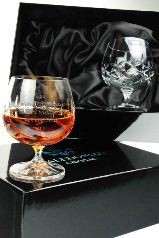 Engraved Admiralty Brandy Glasses in Presentation Box