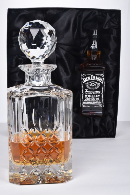Whiskey Decanter & Bottle Gift Set (includes Jack Daniels Whiskey)
