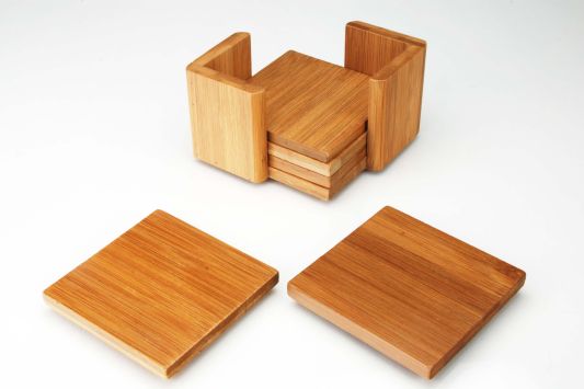 6-Piece Bamboo Coaster Set