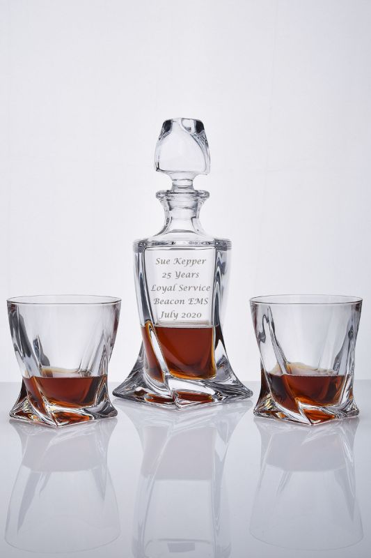 Personalised Quadro 3pc Decanter Set, Presentation Boxed