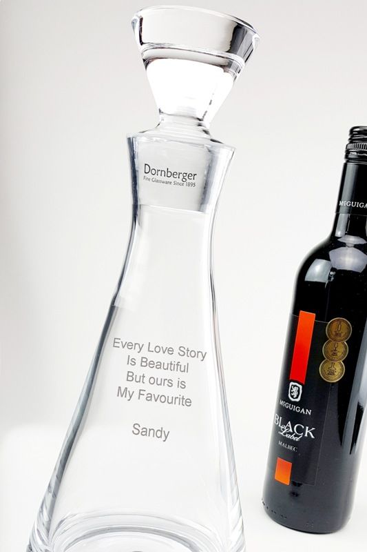 Personalised Wine / Spirit Conical Decanter with Engraved Message