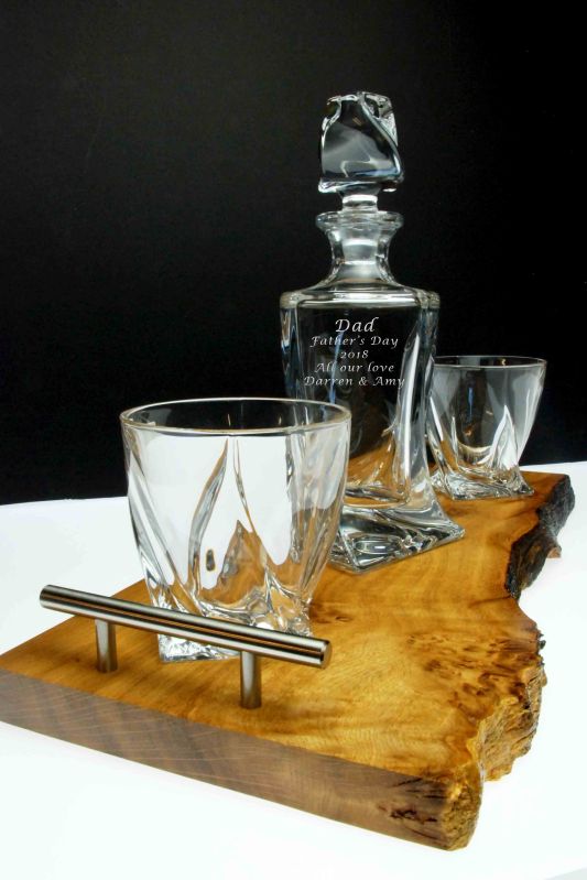 Spirit Decanter Set and Handcrafted Oak Tray