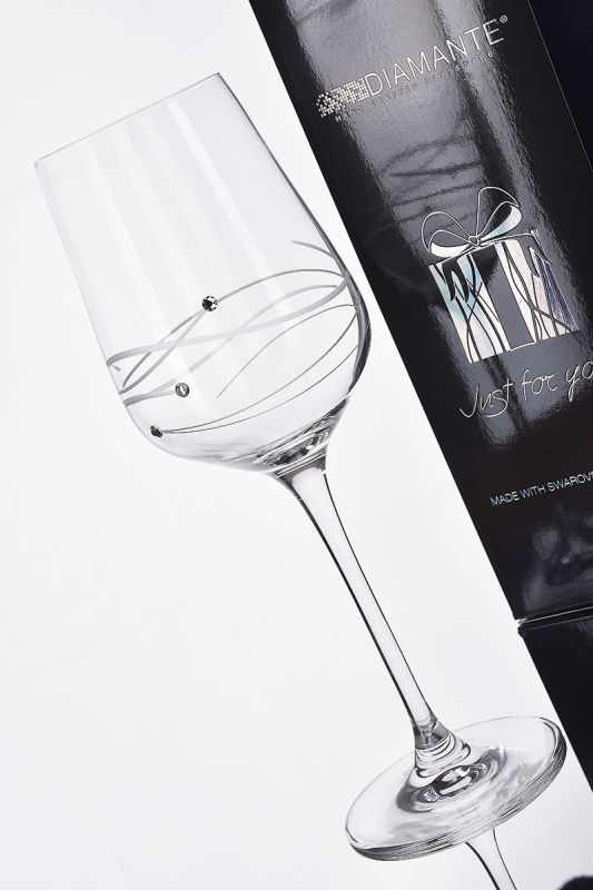 Diamante Spiral Large Wine Glass | Just For You Gift Box