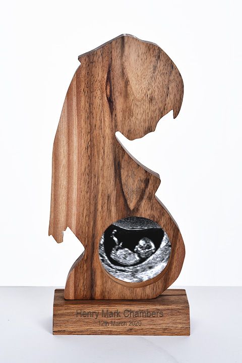 Handcrafted Walnut Photo Frame for Baby Scan